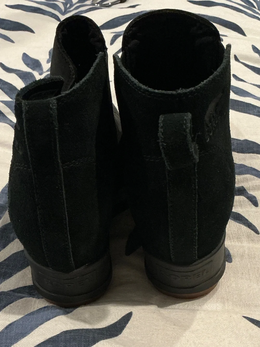Sorel Black Evie Suede Pull-On Wedge Bootie new without box